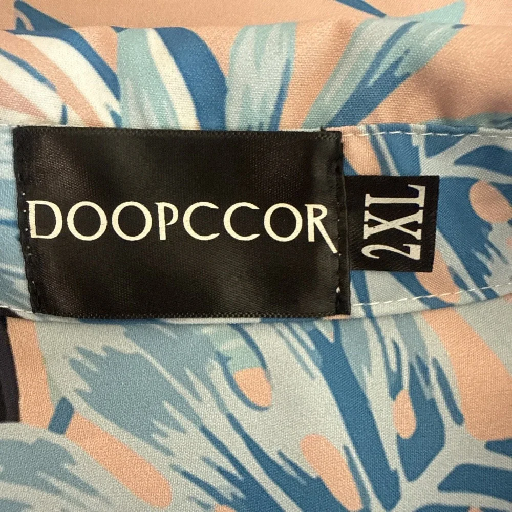 Doopccor Short Sleeve Button Tropical Shirt 2XL Coastalwear Resortwear Preppy